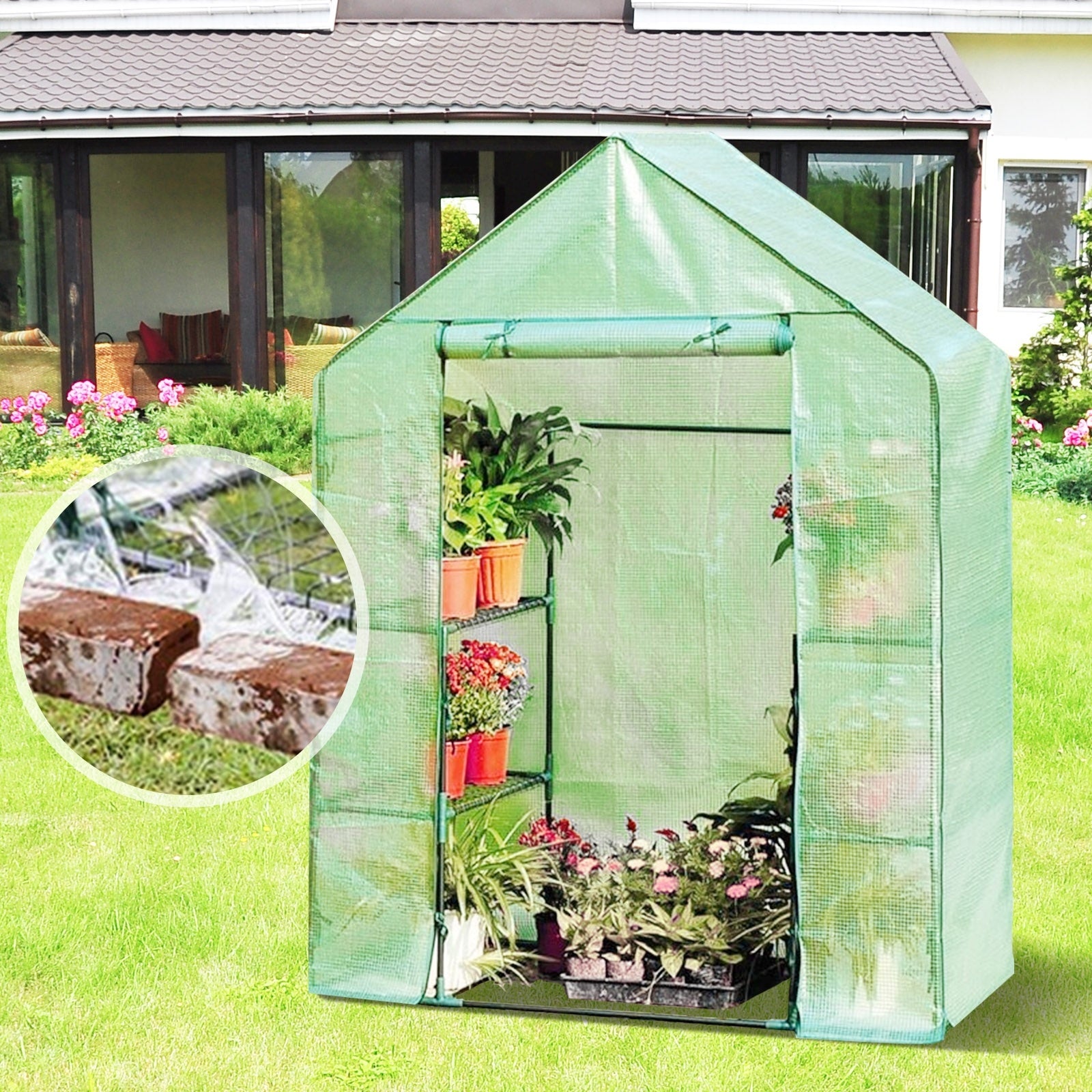 Mini Portable 4 Tier 8 Shelves Walk-in Plant Greenhouse Doba